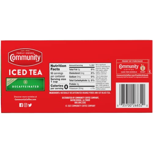 Community Coffee Decaf Iced Tea, Family Size Tea Bags, 24 Count