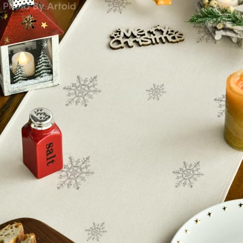 Christmas Table Runner 13x72 Inch Beige Seasonal Winter Kitchen Decor - Artoid Mode