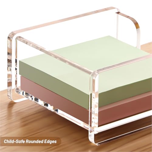 Clear Acrylic Square Sticky Note Holder - 3x3 Inch Desk Memo Dispenser