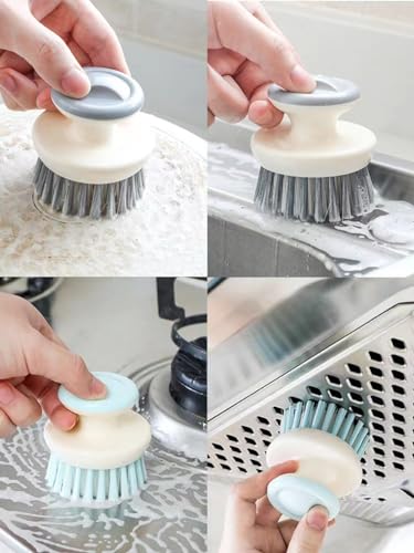 Heavy Duty Stainless Steel Wool Scrubber & Dish Brush Set (1+2)