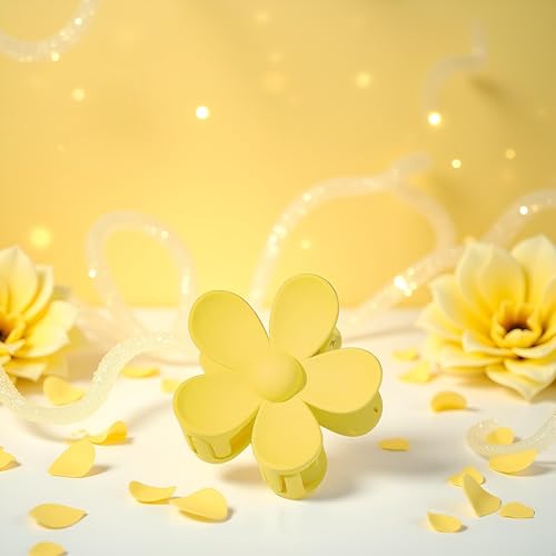 Tnyvm Yellow Flower Hair Claw Clip Anti-Scratch Plastic Jaw Clip