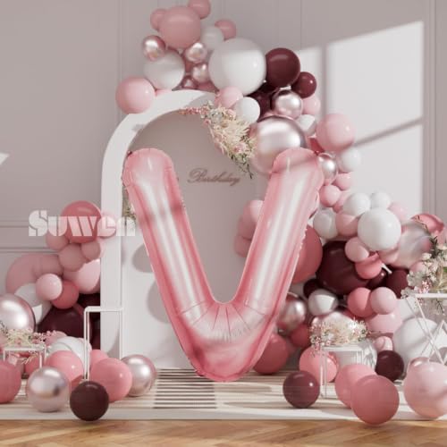 40 Inch Pink V Letter Balloon | Jumbo Foil Helium Party Decor