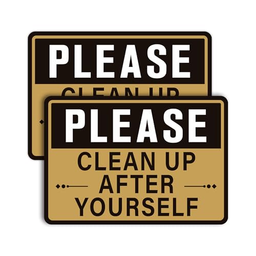 2PCS Clean Up 258 Self-Adhesive Bathroom & Kitchen Signs