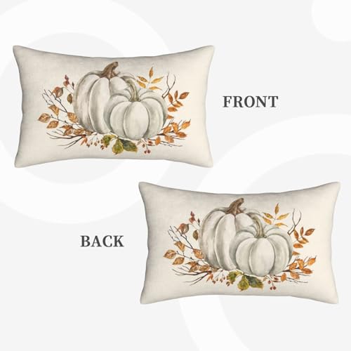 Fall Pumpkin Pillow Covers Set of 2 - 12x20 Inch Decorative Cushions