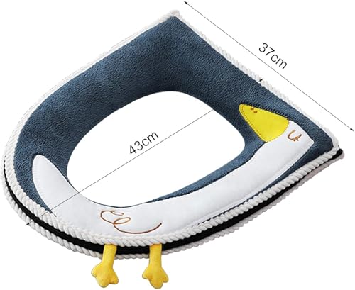 Plush Cotton Toilet Seat Cover with Warmer & Easy Lift Handle