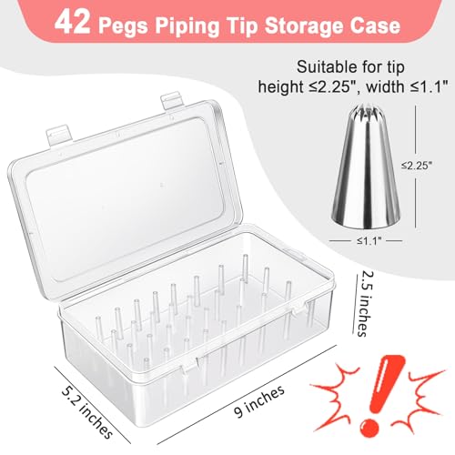 Vowcarol 42-Peg Piping Tip Storage Box - Stackable Cake Decorating Organizer