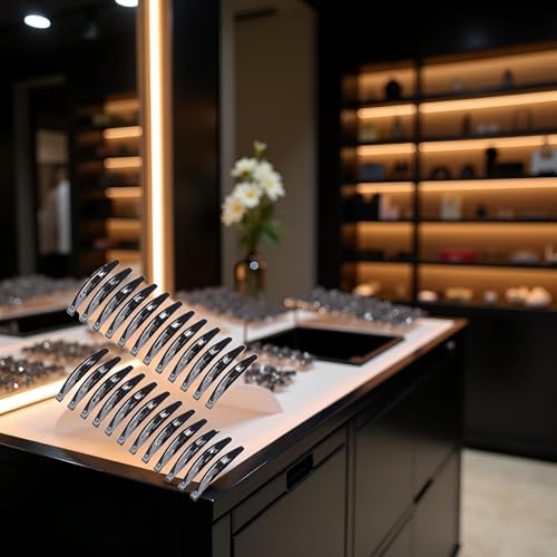 Seadiquiet 24Pcs Large Metal Snap Hair Clips - 2.16 Inch Black No-Slip Hair Barrettes for Styling and Makeup