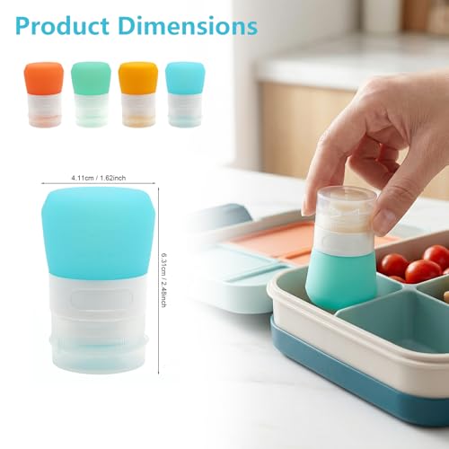 1 oz Silicone Squeeze Bottles for Sauces - 4 Pack Travel Containers