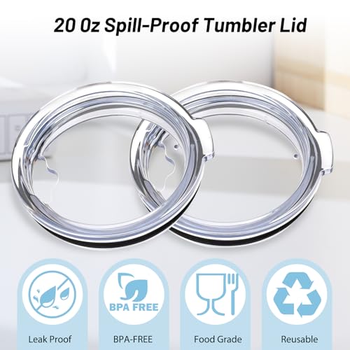 20 oz Tumbler Replacement Lids, Splash-Proof Replacement Lid, Replacement Lid for YETI Rambler, Old Style Rtic and More Travel Mugs (4 Pack