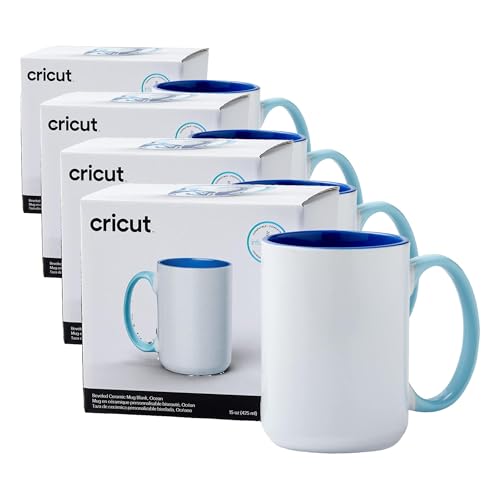 Cricut Beveled Sublimation Mug, 15 Oz Ocean Ceramic Mug (Pack of 4)