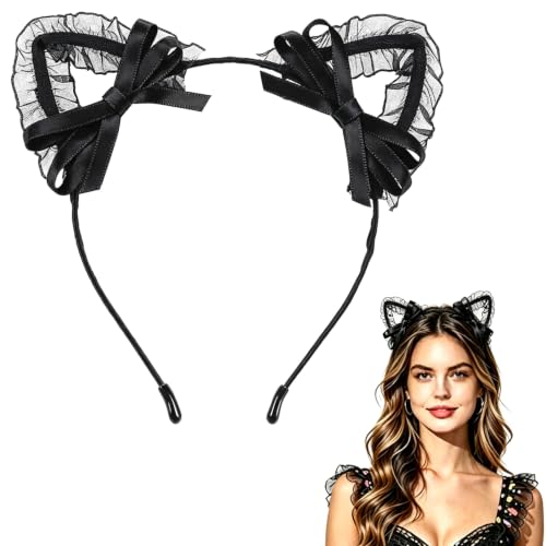 Black Lace Cat Ear Headband for Women Cosplay and Halloween