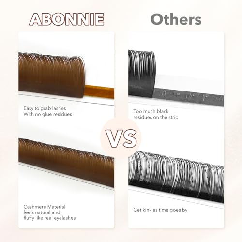 ABONNIE Brown Lash Extensions 0.07 C Curl 14mm Cashmere Individual Lashes