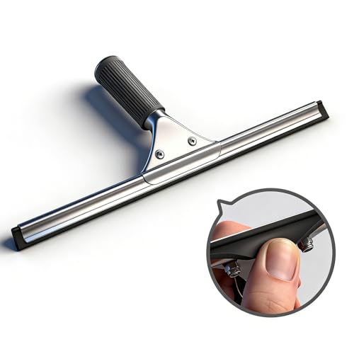MRDARENSU 14'' Stainless Steel Shower Squeegee - Black & Silver