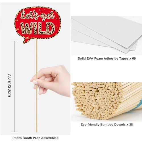 Cheetah and Cherry Photo Booth Props Kit – 16-Piece Birthday Party Decor