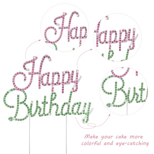 Witch Theme Birthday Cake Topper - Pink & Green Rhinestones