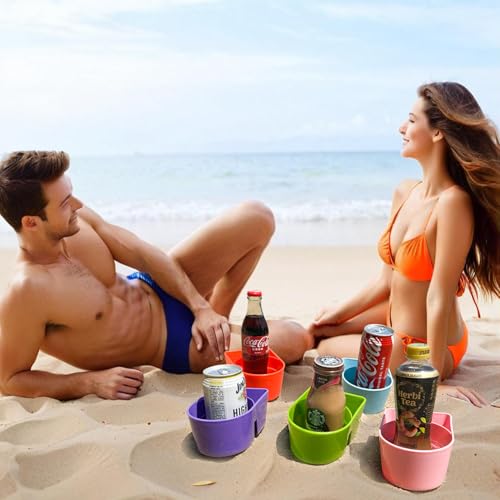 YISARSH Beach Cup Holder Set - Large Capacity, Blue, Pack of 2