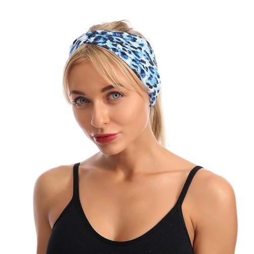 Purple Leopard Print Cross Elastic Headband for Women & Gym