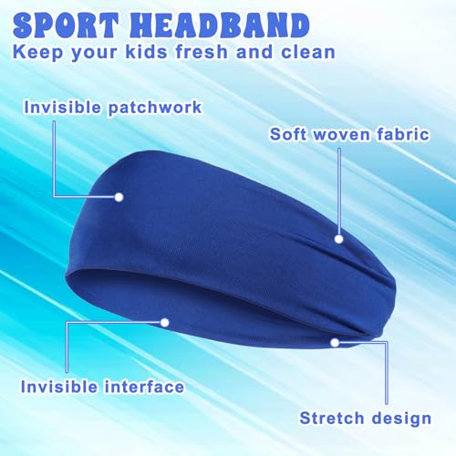 5 Pcs Sports Headbands, Elastic Soccer Headbands Boys Sports Sweatbands Breathable Sweat Wicking Headband for Football Running Basketball Tennis