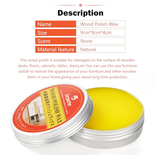 Wood Wax for Furniture & Floor Polish 3.5oz - Natural Wood Surface Care by Grpoche