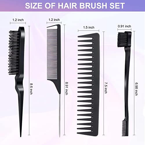 Anmieciu 4-Piece Hair Brush and Styling Comb Set in Black