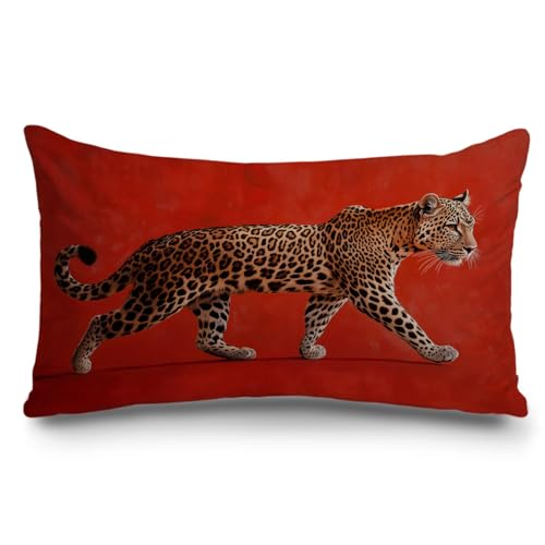 Red Cheetah Pillow Covers 12x20 | Trendy Leopard Print Decor