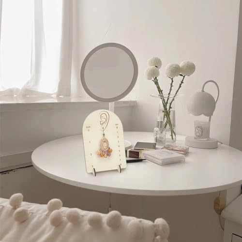 Earring Display Stand - 2 Pcs Floral White Wood Organizer with Measurement