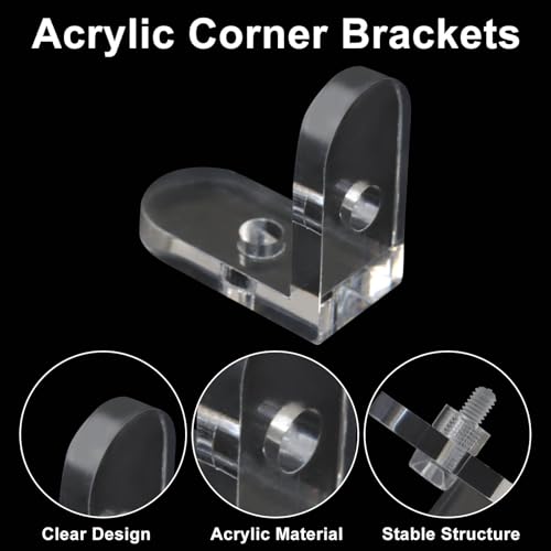20 Pack Clear Acrylic L Brackets for Corner Support
