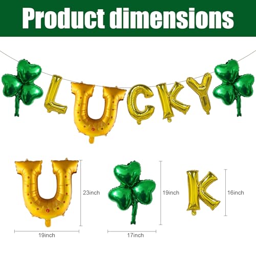 St. Patrick's Day LUCKY Balloon Banner with Shamrock Foil Balloons