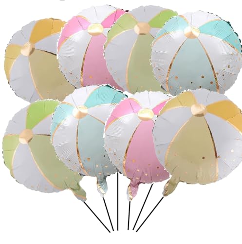 18 Inch Beach Ball Foil Balloons - Summer Pool & Party Decorations (8 Pack)