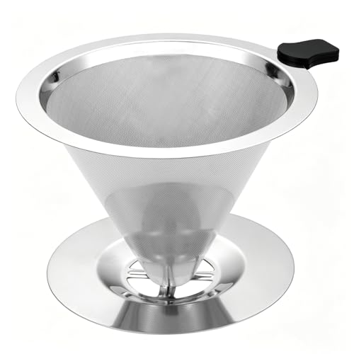Sancagy Reusable Stainless Steel Pour Over Coffee Dripper with 600 Mesh Filter