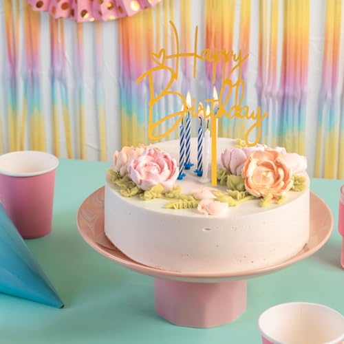 4pcs Pink Birthday Cake Toppers - Acrylic Decorations for Parties