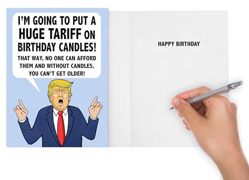 Funny President Trump Birthday Card with Candles - Tariffs Variant
