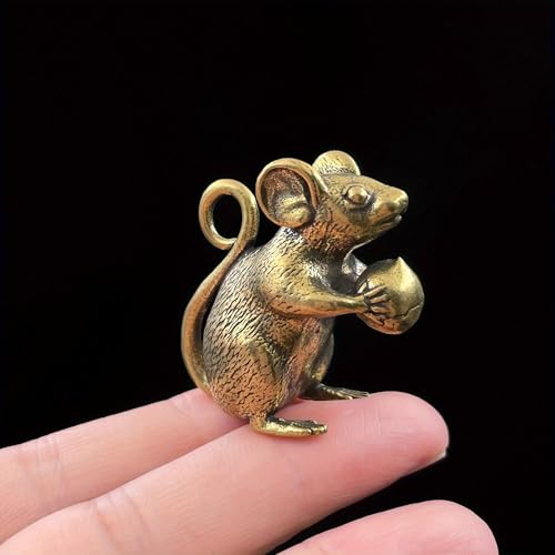Brass Mouse Figurine - Lucky Rat Statue for Wealth & Good Luck