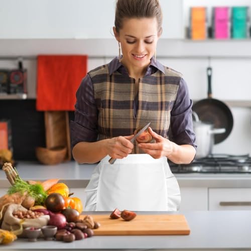 2 Pcs Women's White & Black Half Maid Apron Set - Retro Ruffle