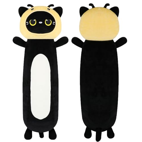 22-Inch Bee Cat Plush Body Pillow Toy – Soft Kawaii Stuffed Animal