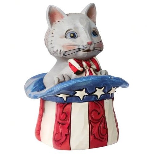 Enesco Jim Shore Heartwood Creek Patriotic Kitten in Top Hat Miniature Figurine, 3.5 Inch, Multicolor