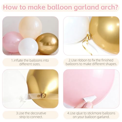 Pink and Gold Balloon Arch Kit - 139 Latex Balloons for Parties