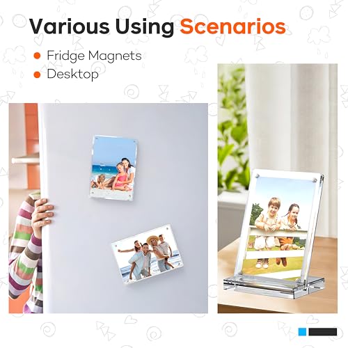 2 Pack Magnetic Acrylic Picture Frames 2.4x3.5 for Desk & Fridge