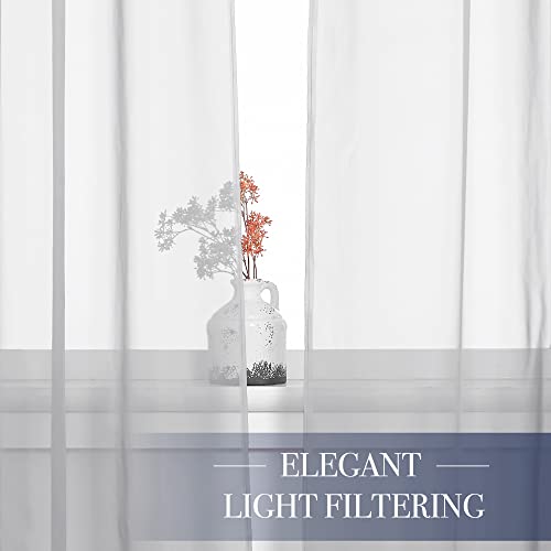 NICETOWN Light Grey Sheer Curtains - 60" W x 63" L, 2 Panels