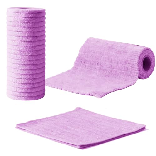 Purple Reusable Cleaning Cloths - 20PCS Lint-Free Microfiber Rags