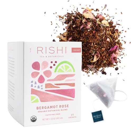 Rishi Tea Bergamot Rose Herbal Tea Sachets, 15ct - Caffeine Free
