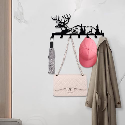 Deer Metal Key Holder for Wall - 7-Hook Decorative Entryway Key Organizer