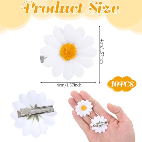Aiyorse 10 Pcs White Daisy Flower Hair Clips for Women Wedding