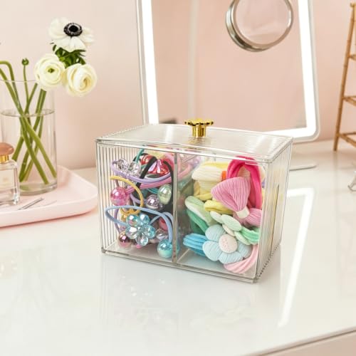 Transparent 3-Compartment Cotton Swab Holder Organizer