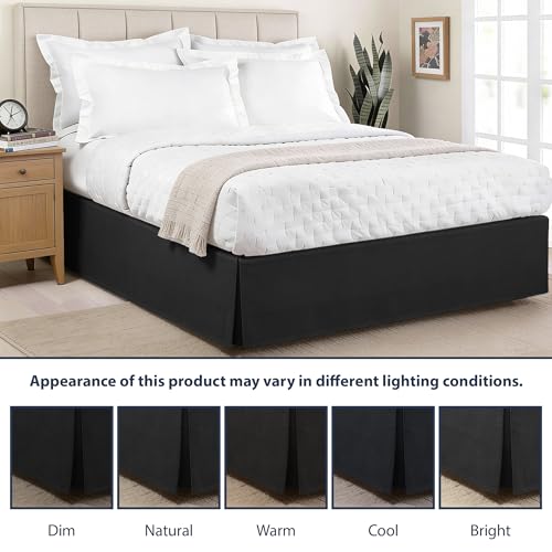 Levinsohn Tailored Bed Skirt, 14-Inch Drop, Twin Size, Black Box Pleat