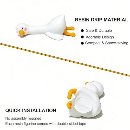 Mini Resin Goose Figurines - 4-Pack Desk Decor for Office & Home