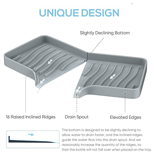 Cool Gray Self-Draining Kitchen Sink Tray - Silicone Soap Holder