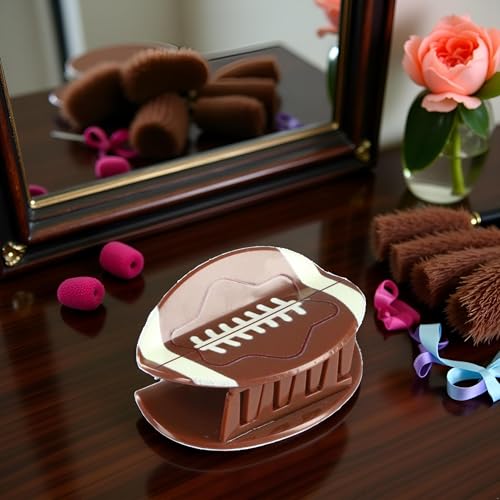 Rugby Ball Hair Claw Clip Brown Sports Hair Accessory for Women
