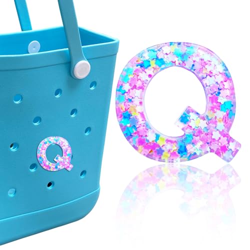 HLUWA Pink Star Sequin Letter Charms for Bogg Bag & Beach Totes