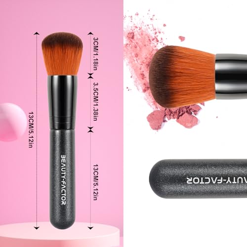 BEAUTYFACTOR Domed Foundation Brush Soft Synthetic Kabuki Makeup Brush